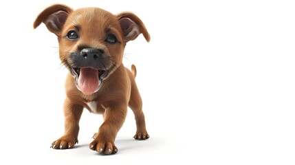 Obraz premium Adorable 3D Puppy with Floppy Ears and Playful Stance on White Background
