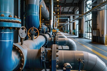 Complex industrial piping at a facility