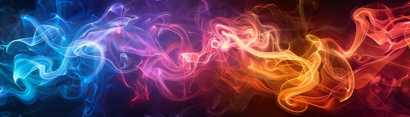 Obraz premium Colorful smoke swirls in a neon-themed abstract design