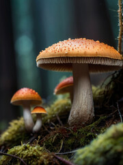 Fototapeta premium Majestic mushrooms in the forest, a mesmerizing display of nature's wonder. 