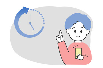 上手に時短・効率化をする男性のイラスト　スマートフォン