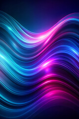 Obraz premium Dark abstract background with neon gradient curves and glowing waves.