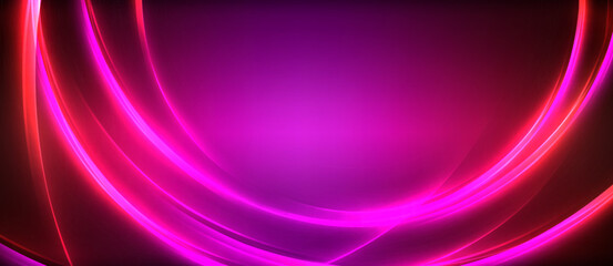Neon glowing circle rays, light round lines in the dark, planet style neon wave lines. Energetic electric concept design for wallpaper, banner, background