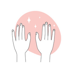 Female two hands after spa treatments in trendy minimalist style vector illustration
