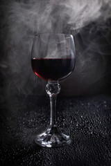 Beautiful large wine lamp isolated on a white background. Transparent wine glass on a white background