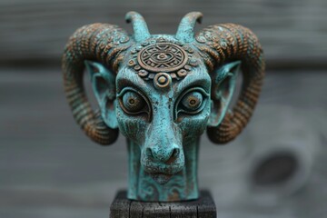Mystical Creature Statue with Intricate Details.