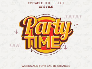 party time text effect, font editable, typography, 3d text. vector template