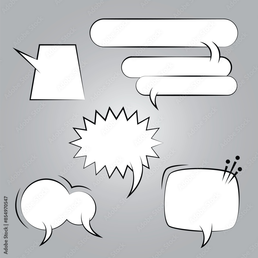 Poster bubble text box for comic, difference shapes of flat empty bubble abstract icons. elements for poste