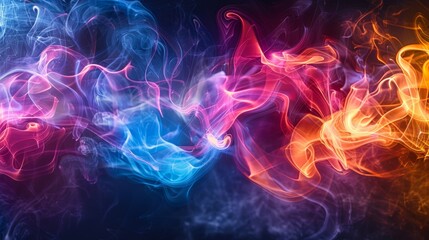 Obraz premium Bright and colorful neon smoke creating an abstract scene