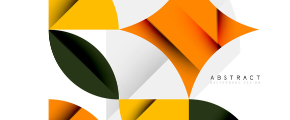 Minimal geometric elements on white. Petals, round triangles, star