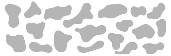 Organic colorful blob shape in boho style. Abstract blob shape. Random abstract liquid organic irregular blotch shapes. Collection of modern forms and Liquid drop or fluid dynamic print.