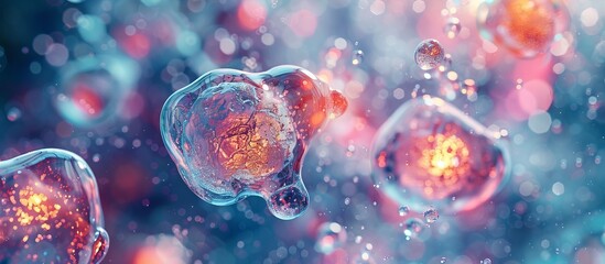 A vibrant and abstract close-up image of colorful bubbles with glowing centers, set against a dreamy, blurred background.