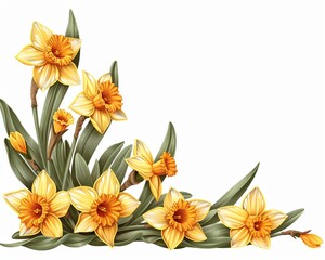 Obraz premium Daffodil border clipart with daffodils along the edge of a page