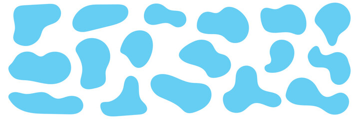 Organic colorful blob shape in boho style. Abstract blob shape. Random abstract liquid organic irregular blotch shapes. Collection of modern forms and Liquid drop or fluid dynamic print.