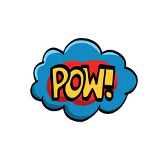 Speech bubble pow. Comic speech bubble with  emotion. Hand drawing. Color vector illustration in cartoon line style.