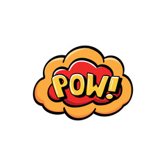 Speech bubble pow. Comic speech bubble with  emotion. Hand drawing. Color vector illustration in cartoon line style.
