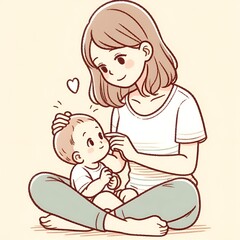 a mother playing with her child