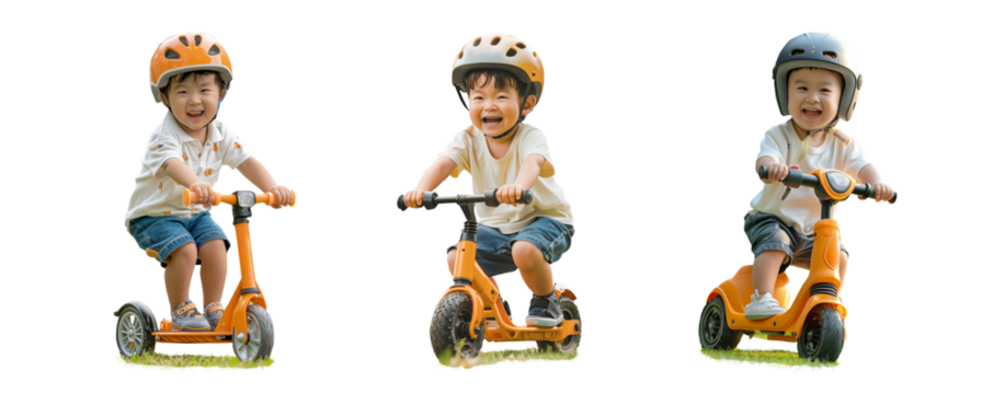 Child in Bike Helmet Riding,PNG