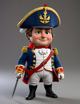 A 3D animated Cute Cartoon 17th Century Dutch Botter Character 3D Rendered on a Gray Background.