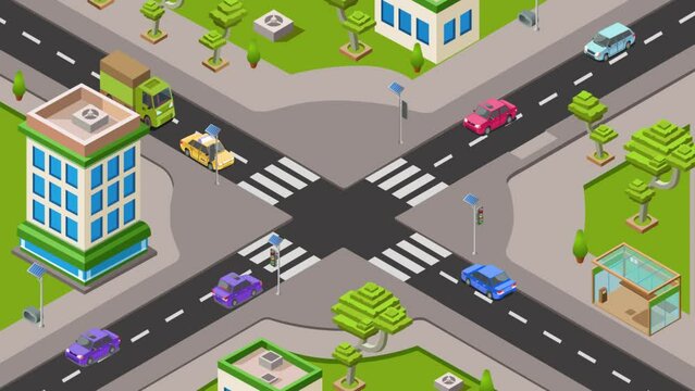 Dynamic Isometric City With Active Car