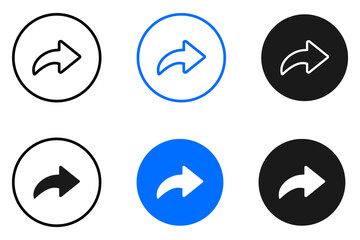 Share arrow button. Reply vector sign. Message reply icon. Publish arrow symbol.