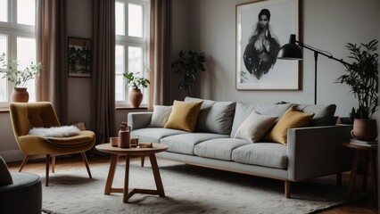 Cozy living room with a Scandinavian accent