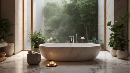 Fototapeta premium Heavenly bathroom with golden accents