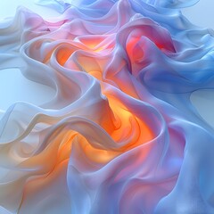 Obraz premium Serene 3D Rendered Abstract Artwork with Gentle Sinuous Lines and Soothing Hues