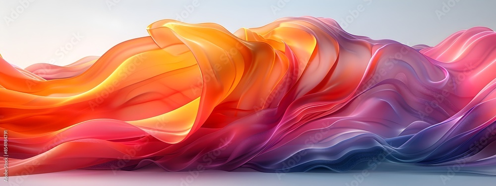 Poster vibrant undulating abstract pattern weaving intricate design across pristine expanse