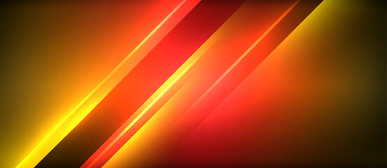 Neon dynamic diagonal light rays background. Techno digital geometric concept design for wallpaper, banner, presentation, background