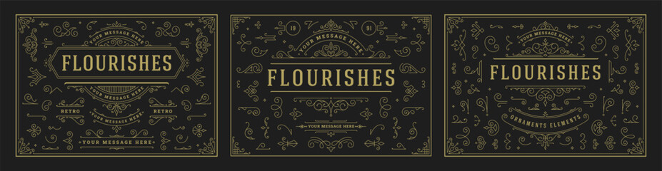 Vintage ornaments swirls and scrolls decorations design elements vector set