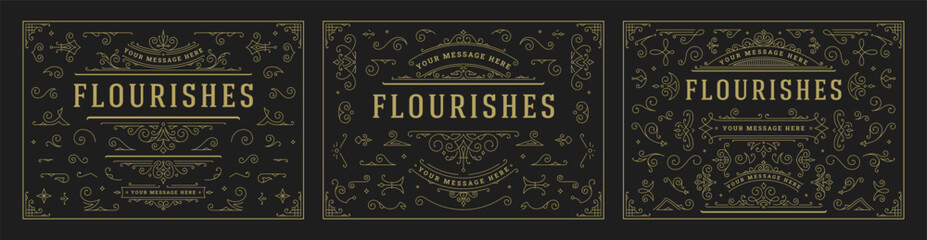 Vintage ornaments swirls and scrolls decorations design elements vector set