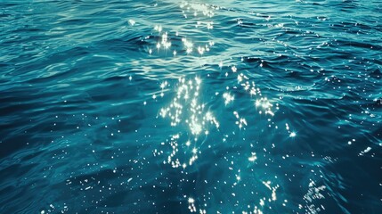 Shimmering light reflected in the blue water