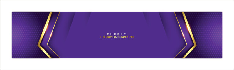 Abstract Purple Banner With Golden Stripes Luxury Background