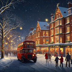 Obraz premium Happy Christmas day in the city