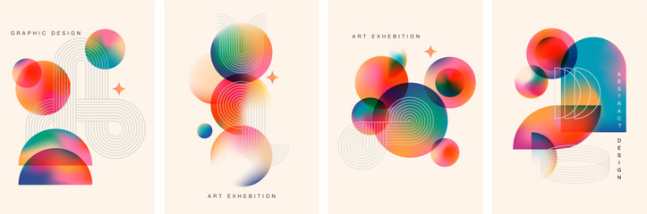 Abstract Geometric Linear background design collection. Bauhaus modern design, printable posters, banners, template concept design