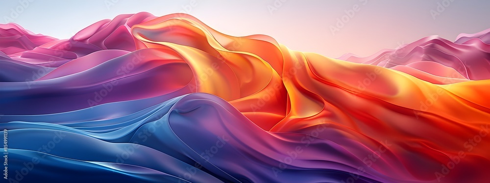 Poster mesmerizing curves and hues a captivating digital of abstract expressionist structures