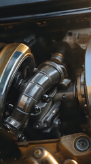 a close up of a car engine with a turbo