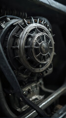 Fototapeta premium a close up of a motorcycle engine with a black background