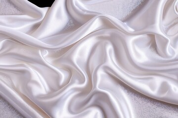 Obraz premium Elegant white silk background with 3D glitter, ideal for weddings or beauty products, luxurious premium fabric for a glamorous touch.