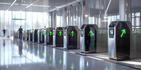 Modern Automated Entrance Gates at a Transit Hub