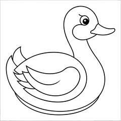 Cute Cartoon Duck line art vector illustration design for kids drawing.