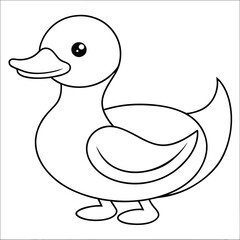 Cute Cartoon Duck line art vector illustration design for kids drawing.