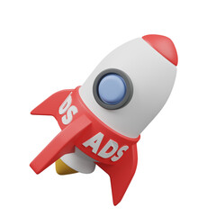 3d illustration rocket ads