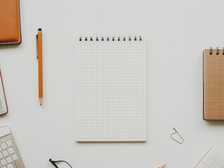 Precision of Mathematics - Minimalist Desk with Graph Paper, Calculator, and Tools