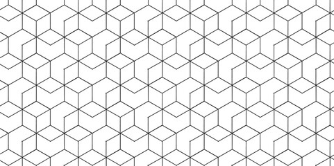 Vector hexagonal illustration seamless wallpaper wire design. geometric gradient black and white square honeycomb diamond surface background.