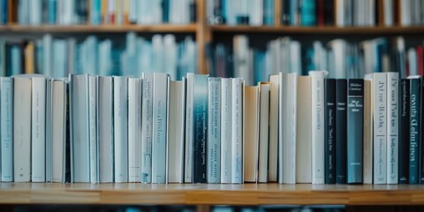 Fototapeta premium Close-Up of Books on a Shelf in a Library