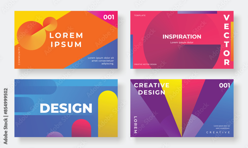 Wall mural set of template background design vector. collection of creative abstract gradient vibrant colorful 