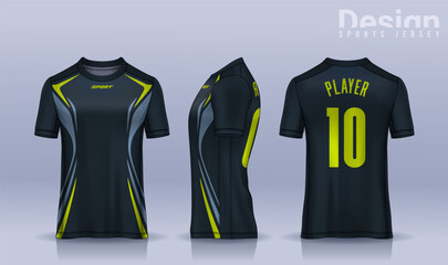 t-shirt sport design template, Soccer jersey mockup for football club. uniform front and back view.  © Nattanopdesign