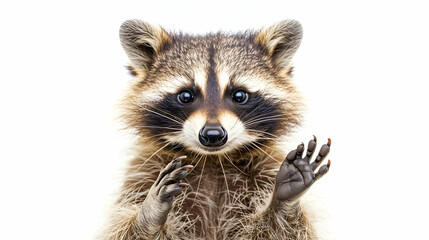 close up of a raccoon isolated